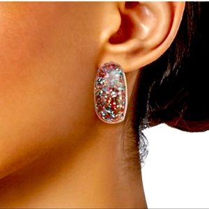 Kate Spade Multi Color Glitter Chunky Hoop Earring